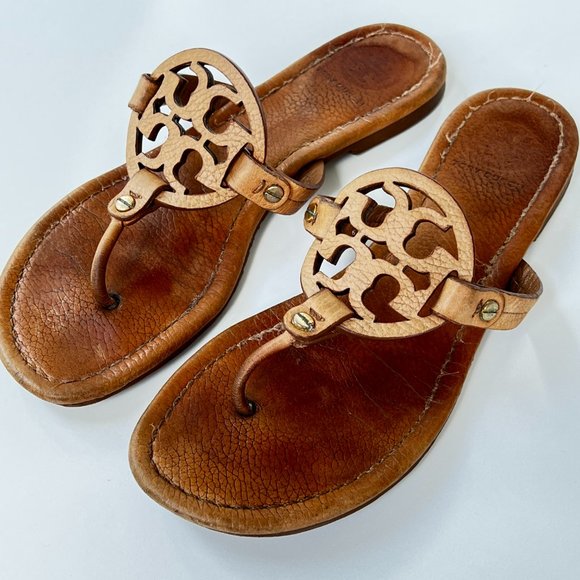 TORY BURCH Original Iconic Classic Miller Logo Leather Sandals - Picture 3 of 7